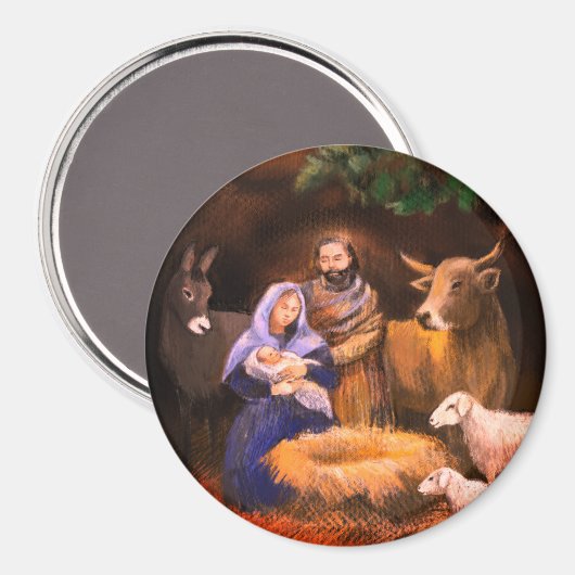 Frohe Weihnachtskrippe Magnet (Vorderseite/Rückseite)
