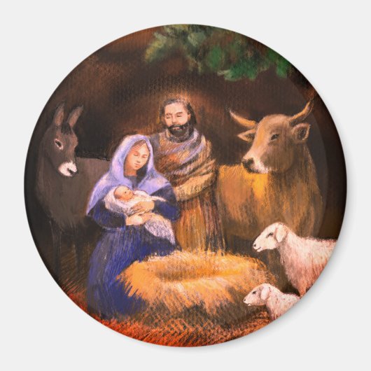 Frohe Weihnachtskrippe Magnet (Vorne)