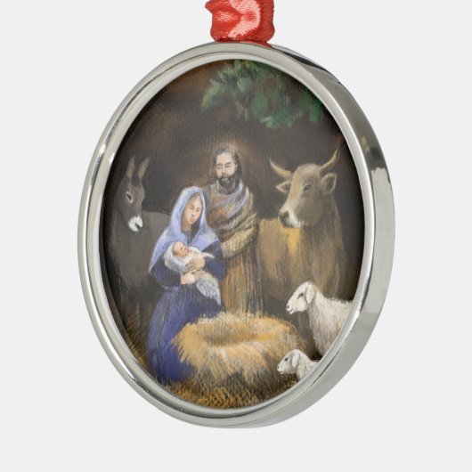 Frohe Weihnachtskrippe Ornament Aus Metall (Links)