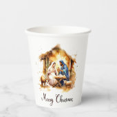 Frohe Weihnachtskrippe Pappbecher (Vorderseite)