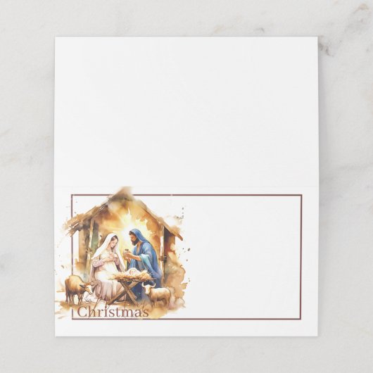 Frohe Weihnachtskrippe Platzkarte (Außenseite Aufgefaltet)