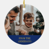 Frohe Weihnachtskrippe Religiöses Christliches Fot Keramik Ornament (Hinten)