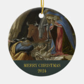Frohe Weihnachtskrippe Religiöses Christliches Fot Keramik Ornament (Vorne)