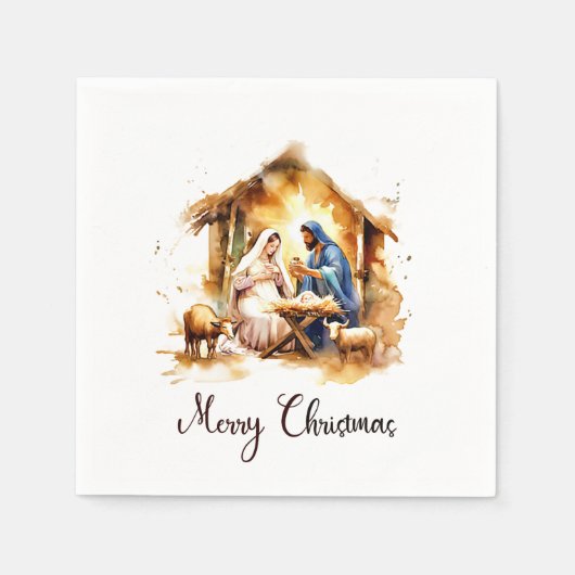 Frohe Weihnachtskrippe Serviette (Vorderseite)