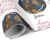 Frohe Weihnachtskrippe Szene Anpassbare Namen Geschenkpapier (Rolleneckpunkt)