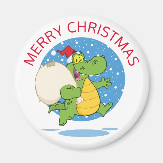Frohe Weihnachtskrokodile Santa | Urlaub Magnet (Vorne)