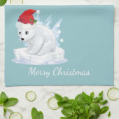 Frohe Weihnachtsküche Handtuch-Polar-Bär Geschirrtuch (Gefaltet)