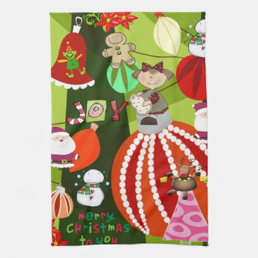 Frohe Weihnachtsküche Handtücher Blue Kariert Red  (Vertikal)