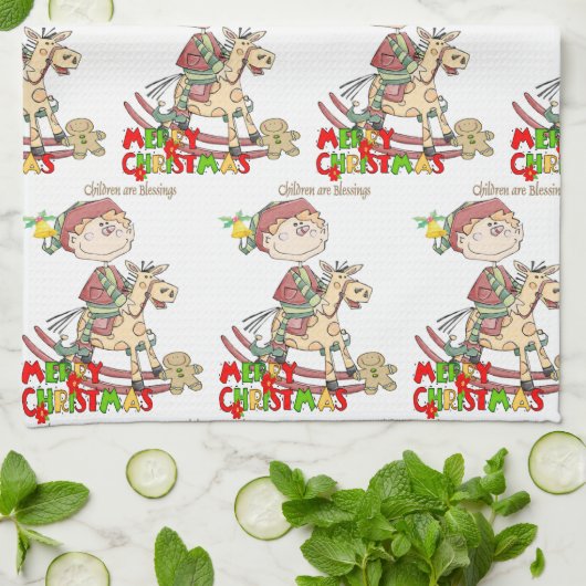 Frohe Weihnachtsküche Handtücher Kinder Segeln (Gefaltet)