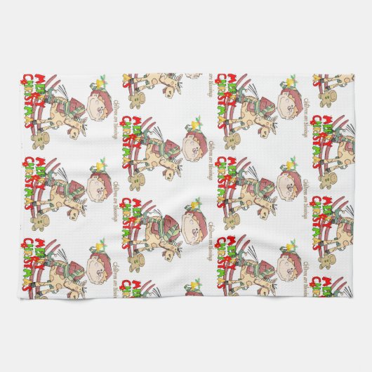 Frohe Weihnachtsküche Handtücher Kinder Segeln (Horizontal)