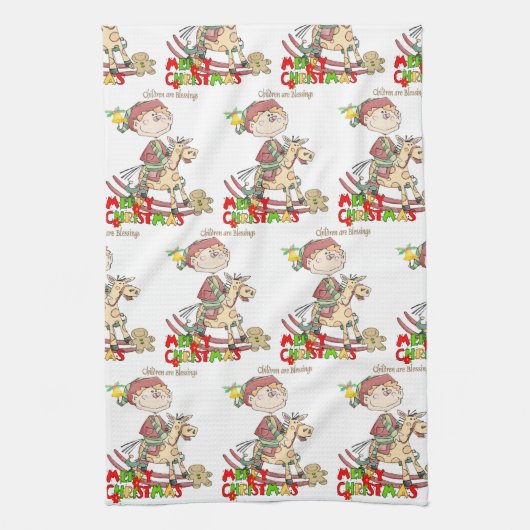 Frohe Weihnachtsküche Handtücher Kinder Segeln (Vertikal)