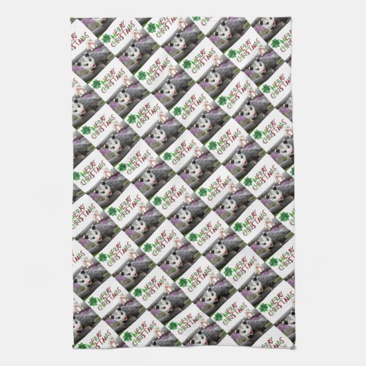 Frohe Weihnachtsküche Handtücher Opossum (Vertikal)