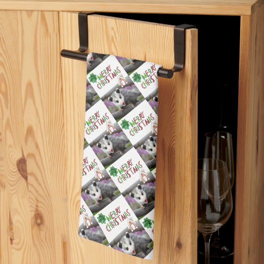 Frohe Weihnachtsküche Handtücher Opossum (Drittel gefaltet)