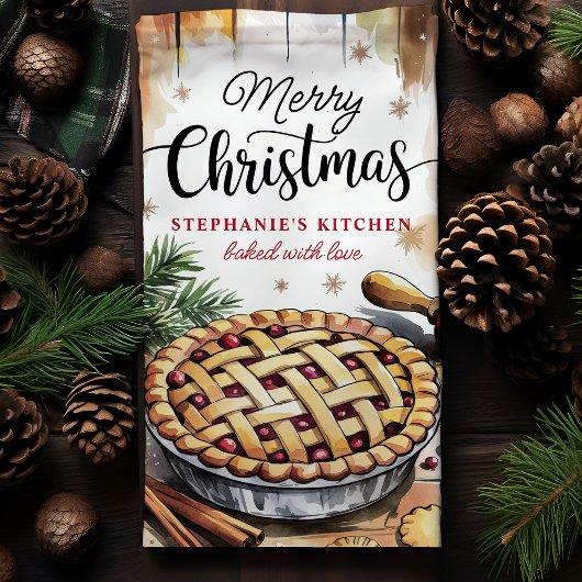 Frohe Weihnachtskuchen Backen Personalisiert Geschirrtuch