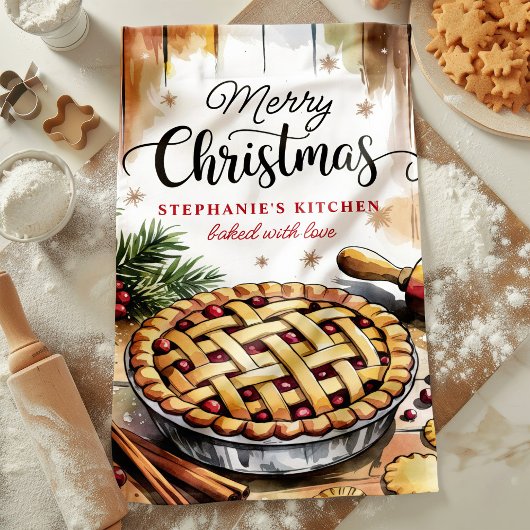 Frohe Weihnachtskuchen Backen Personalisiert Geschirrtuch