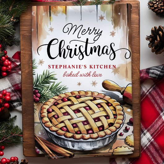 Frohe Weihnachtskuchen Backen Personalisiert Geschirrtuch