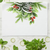 Frohe Weihnachtsküchenhandtuch mit Stechpalme Geschirrtuch (Gefaltet)