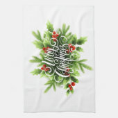 Frohe Weihnachtsküchenhandtuch mit Stechpalme Geschirrtuch (Vertikal)