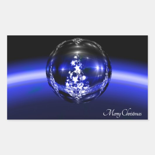 Frohe Weihnachtskugel Rechteckiger Aufkleber (Vorderseite)