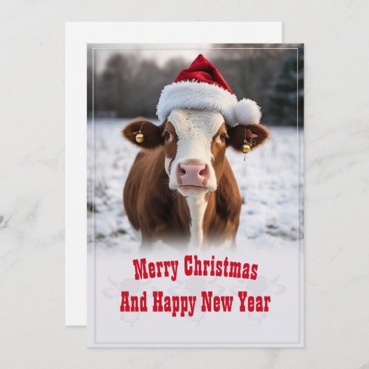 Frohe Weihnachtskuh Feiertagskarte (Vorne/Hinten)