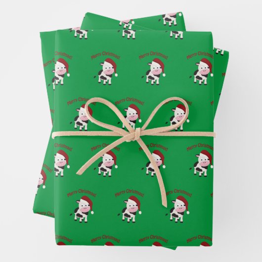 Frohe Weihnachtskuh Geschenkpapier Set (Beispiel)
