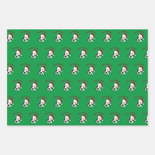 Frohe Weihnachtskuh Geschenkpapier Set (Vorderseite)