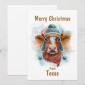 Frohe Weihnachtskuh mit Schlitten Feiertagskarte (Vorne/Hinten)