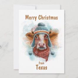 Frohe Weihnachtskuh mit Schlitten Feiertagskarte