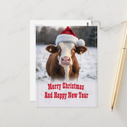 Frohe Weihnachtskuh Postkarte (Vorderseite/Rückseite Beispiel)