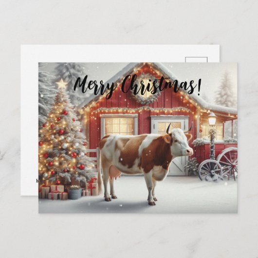 Frohe Weihnachtskuh Postkarte (Vorne/Hinten)