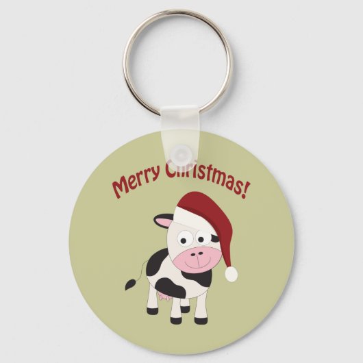Frohe Weihnachtskuh Schlüsselanhänger (Vorderseite)