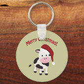 Frohe Weihnachtskuh Schlüsselanhänger (Vorderseite)