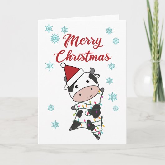 Frohe Weihnachtskühe Schnee Winter Kalb Kühe Karte (Vorderseite)