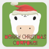 Frohe WeihnachtskuhPoke Quadratischer Aufkleber (Vorderseite)