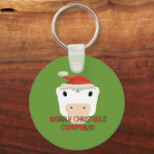 Frohe WeihnachtskuhPoke Schlüsselanhänger (Vorderseite)