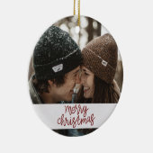 Frohe Weihnachtskuppel mit Name und Datum Keramik Ornament (Rechts)