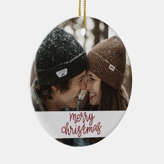 Frohe Weihnachtskuppel mit Name und Datum Keramik Ornament (Rechts)