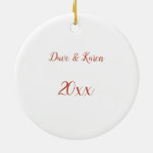 Frohe Weihnachtskuppel mit Name und Datum Keramik Ornament (Hinten)