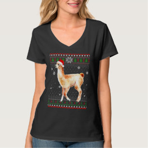 Frohe Weihnachtslama Hat Santa in Snow Ugly Swea T-Shirt