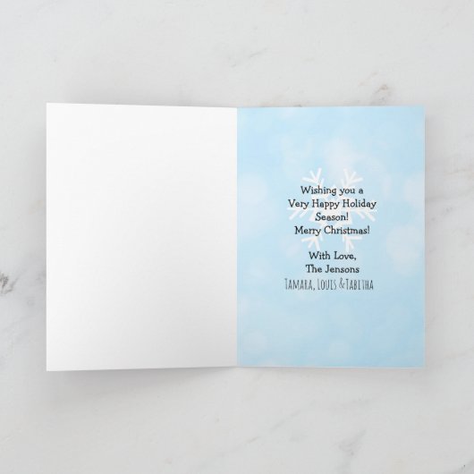 Frohe Weihnachtslama und Snowman Hand Drawn Karte (Innenseite)