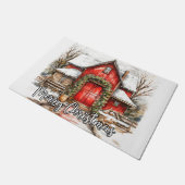 Frohe Weihnachtslandschaft Bauernhof Fußmatte (Schrägansicht)