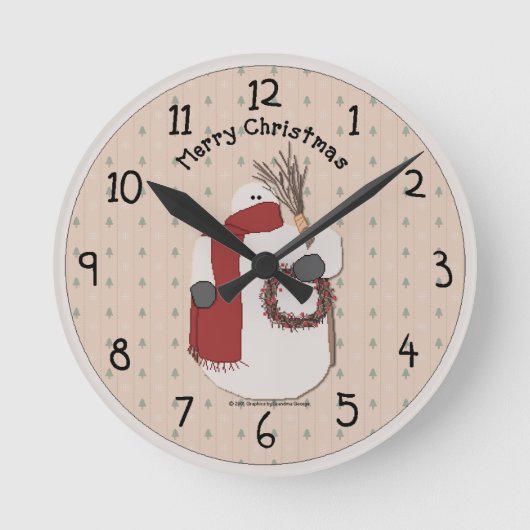 Frohe Weihnachtslandschaft Runde Wanduhr (Vorderseite)