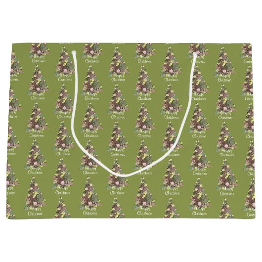 Frohe Weihnachtsleaf Abstrakten Baum Urlaub Große Geschenktüte (Vorderseite)
