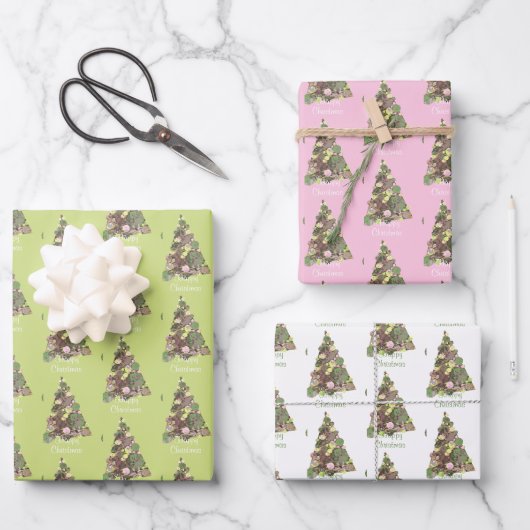 Frohe Weihnachtsleaf Abstrakter Baum Wrappin Geschenkpapier Set (Vorderseite)