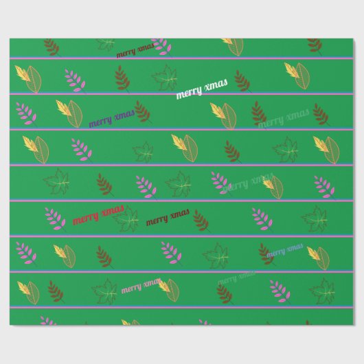 Frohe Weihnachtsleaf Wrapping Paper Geschenkpapier (Flach)