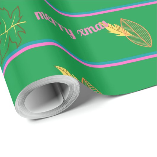 Frohe Weihnachtsleaf Wrapping Paper Geschenkpapier (Rolleneckpunkt)
