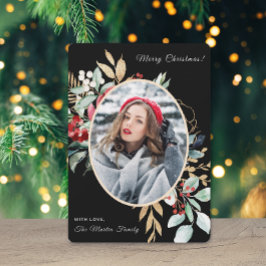 Frohe Weihnachtsleafy Bouquet Foto Feiertagskarte