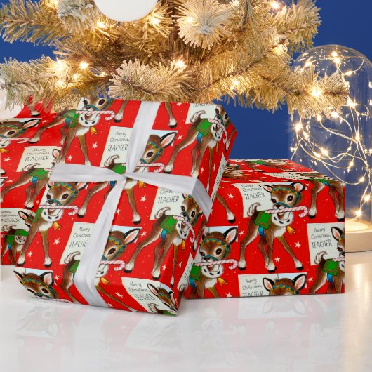 Frohe Weihnachtslehrer Retro-Vintage Verpackung Geschenkpapier (Feiertage)