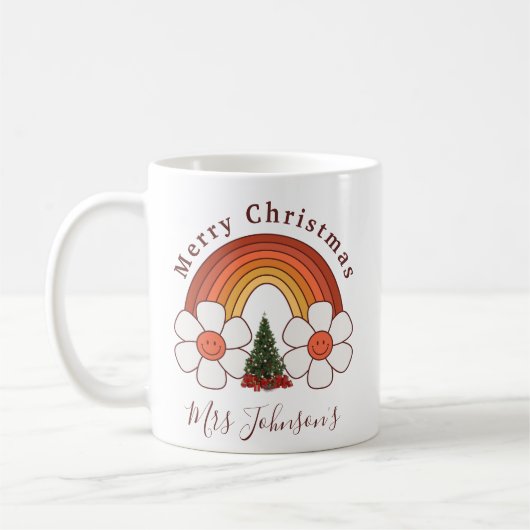 Frohe Weihnachtslehrerin Regenbogen niedliche Gesc Kaffeetasse (Links)