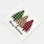 Frohe Weihnachtsleopard und Karierte Bäume Serviette (Ecke)